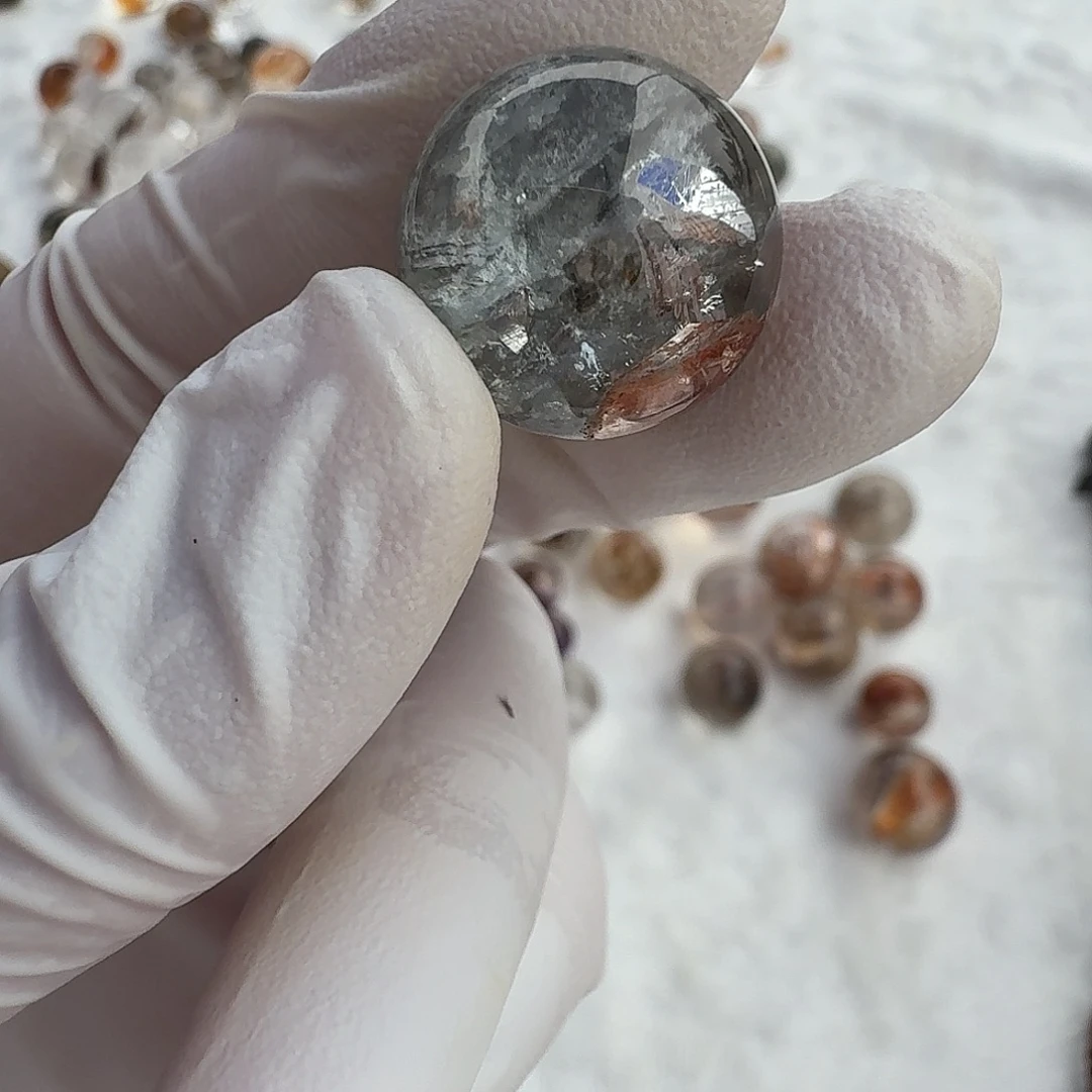 糯***喵未镶嵌珠宝半成品水晶兔毛16.8mm定制不退换
