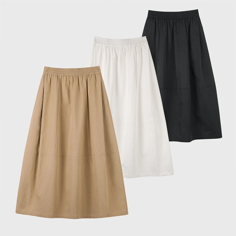 赫本裙女夏季新款洋气透气宽松显瘦纯色花苞半身裙裙子潮