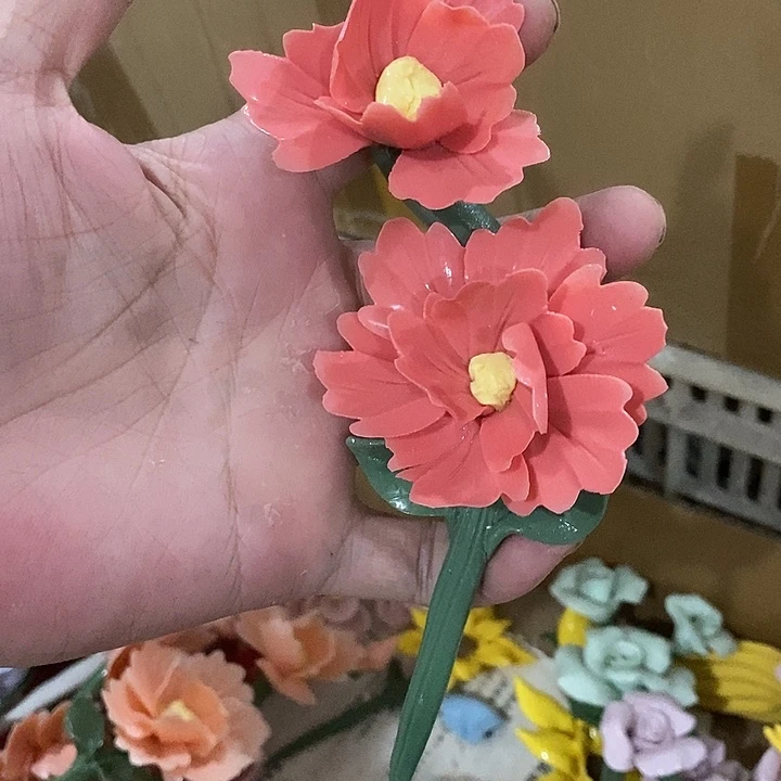 瓷片纯手工陶瓷花摆件瑕