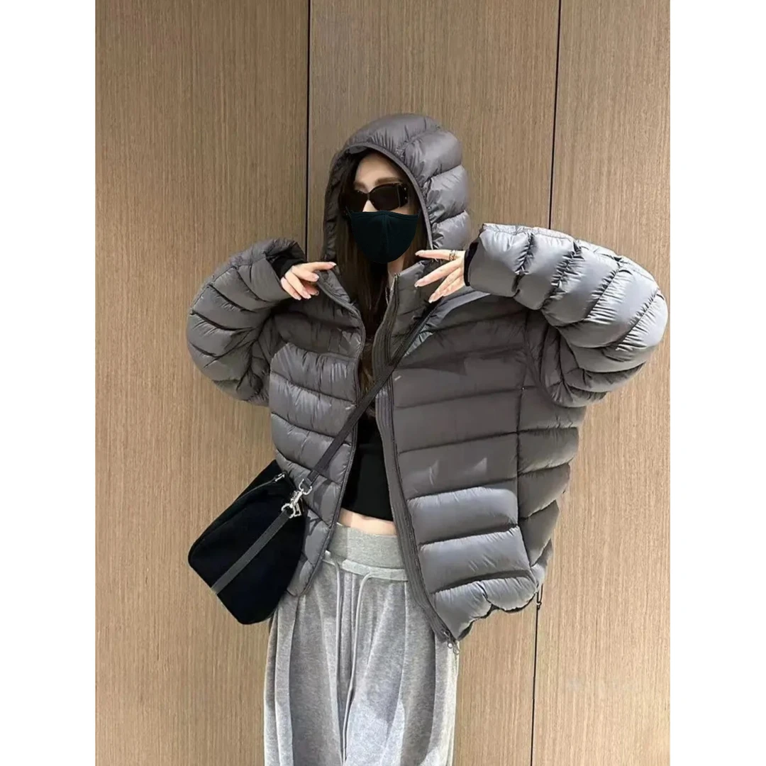 DUCURNO连帽排骨羽绒服女冬季2025新款时尚宽松轻薄保暖短款外套