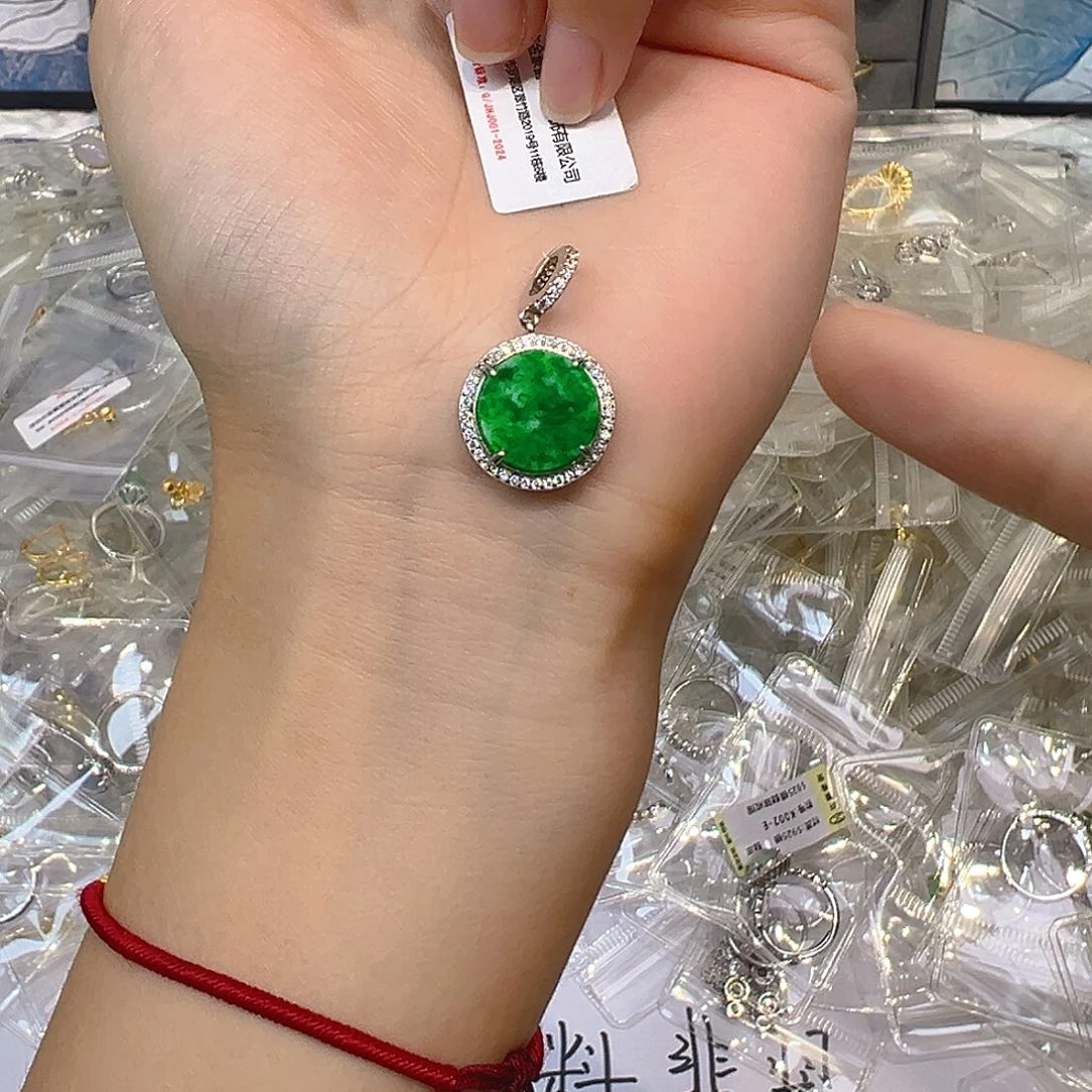 翡翠戒指银S925镶嵌翡翠