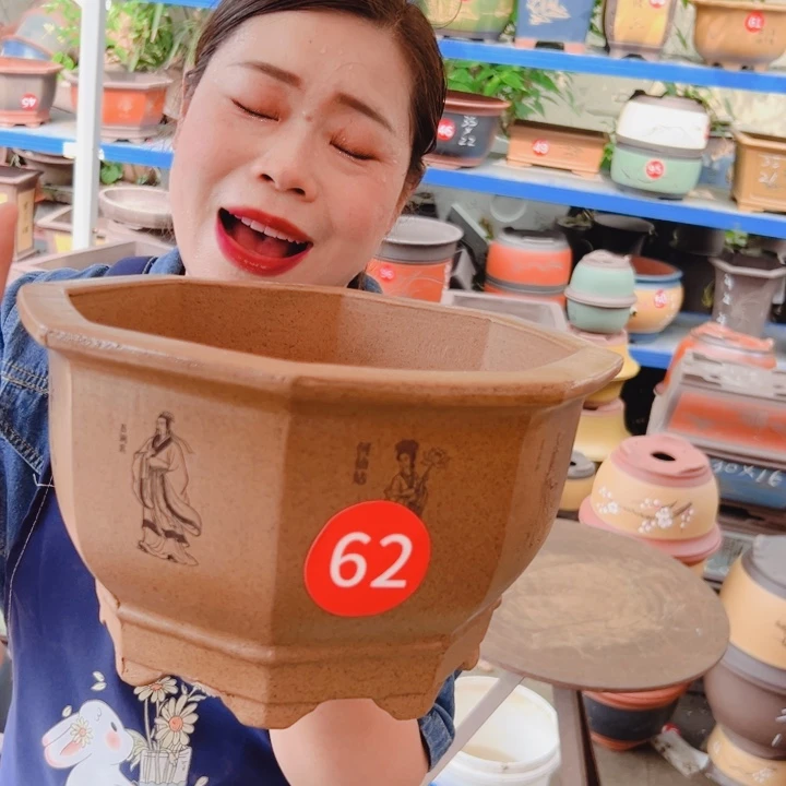 紫砂28柴烧八仙过海花盆花盆