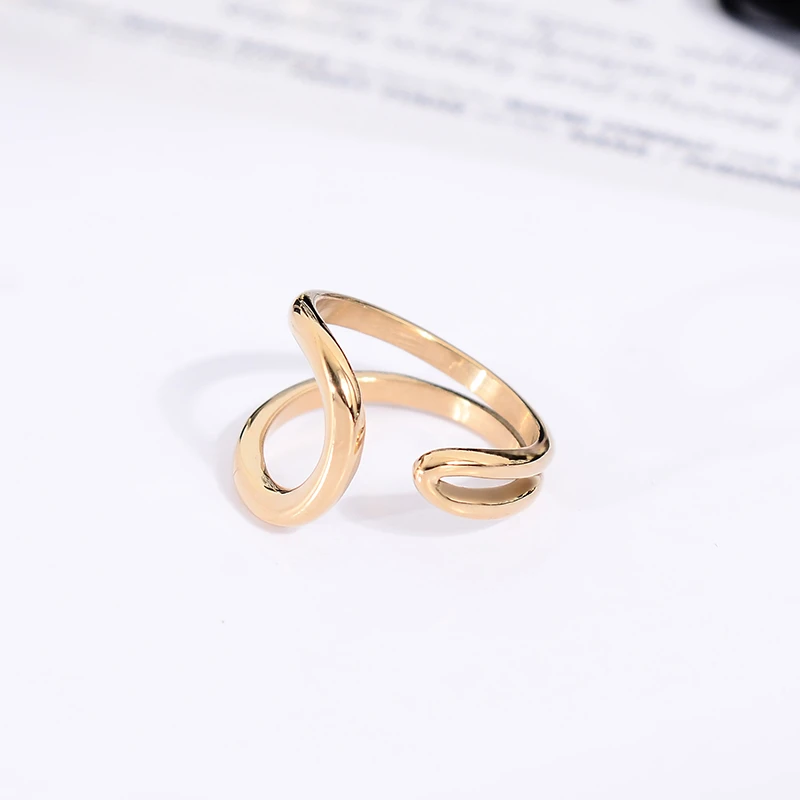 钛钢戒指 INS冷淡风极简双层线条光面开口戒指女不掉色食指戒指环