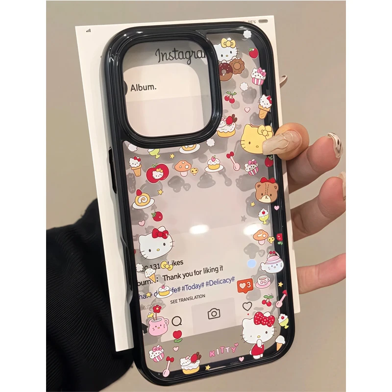 花边可爱凯蒂适用iPhone16promax手机壳15/14大孔13/12亚克力11套