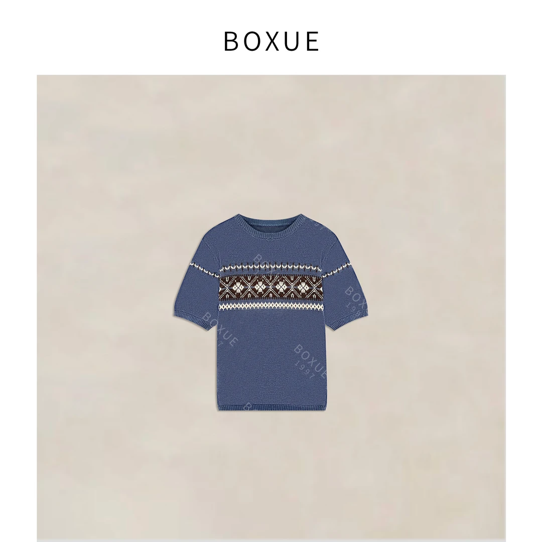 BOXUE“风岛”2025秋季高级感轻奢绵.羊毛费尔岛毛衣 #250727MY3149