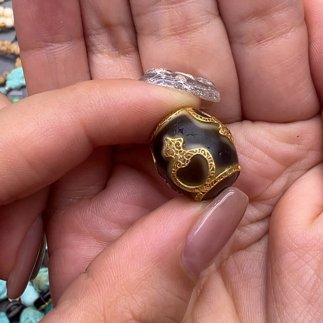 开***罗玛瑙/玉髓18K金镶嵌配件配件