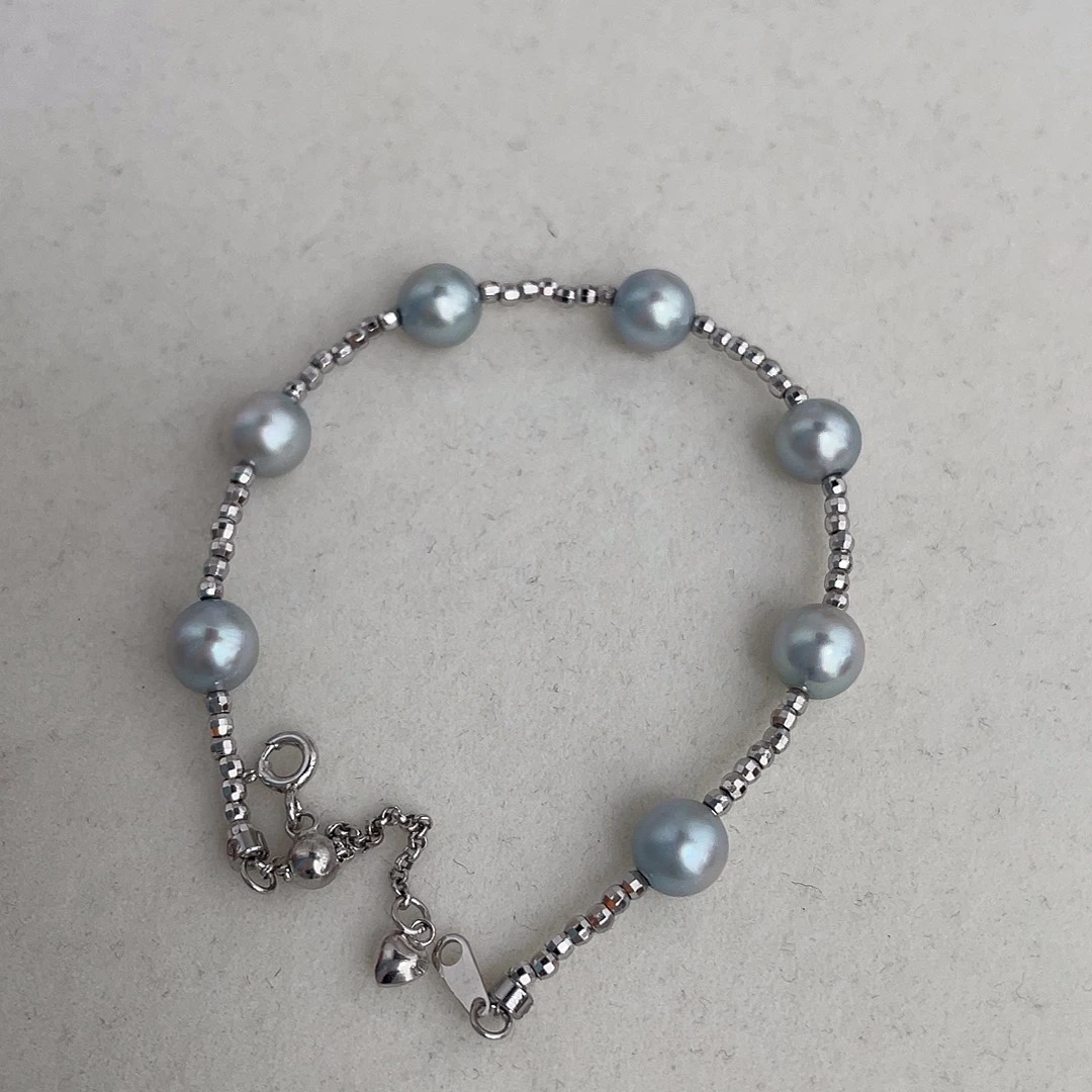 银S925镶嵌手绳海水珍珠