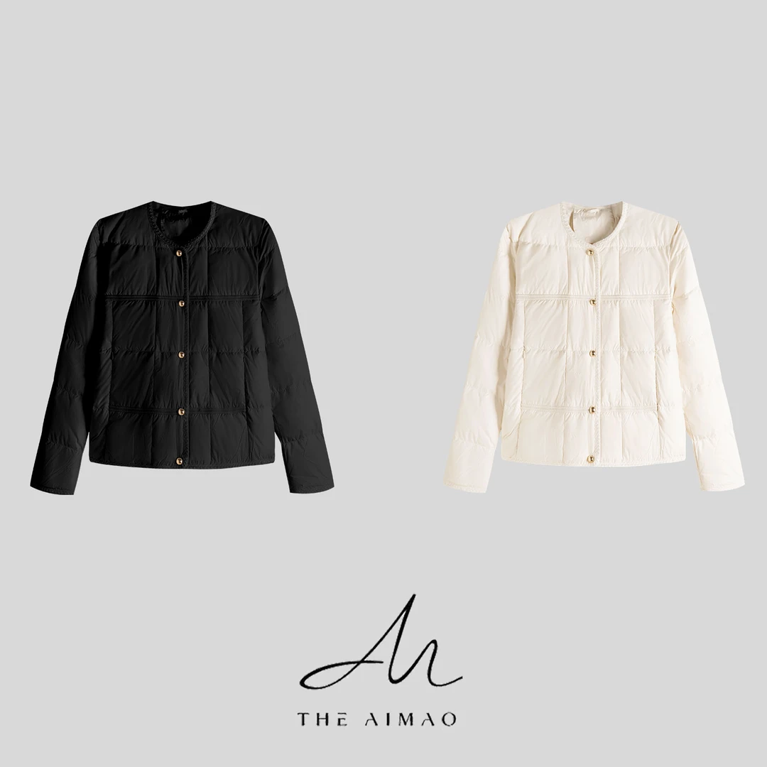 【THE AIMAO】“爱丁堡”轻暖90%白鸭绒拼接编织金属羽绒服XYX82846