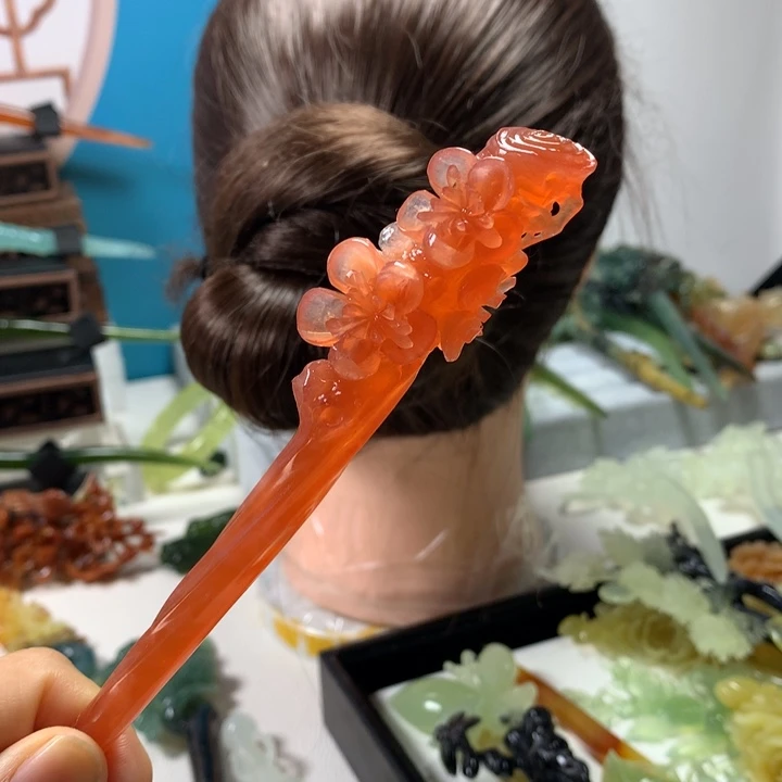 蛇纹石玉未镶嵌发簪云****常