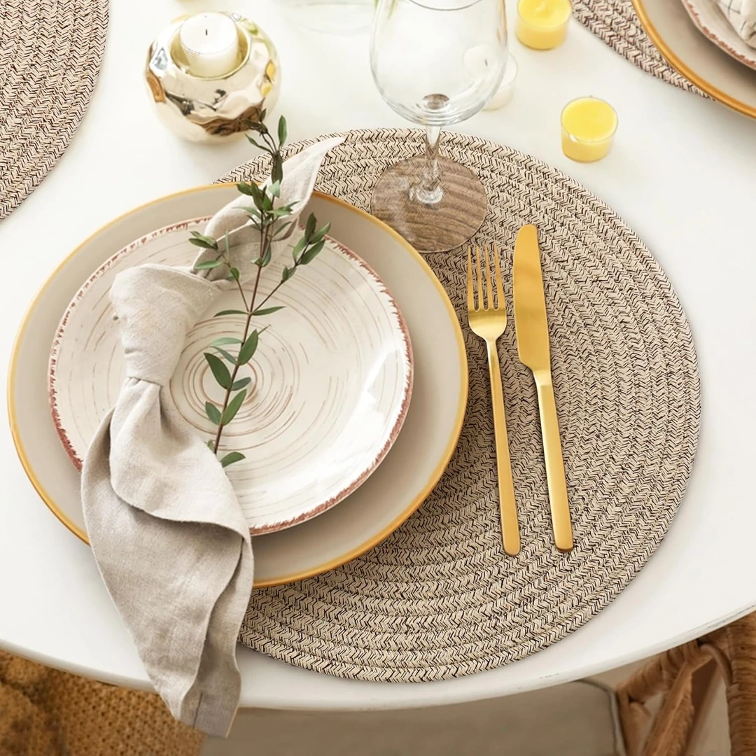 极简风家用棉绳地垫桌面餐具桌垫杯垫耐用隔热垫