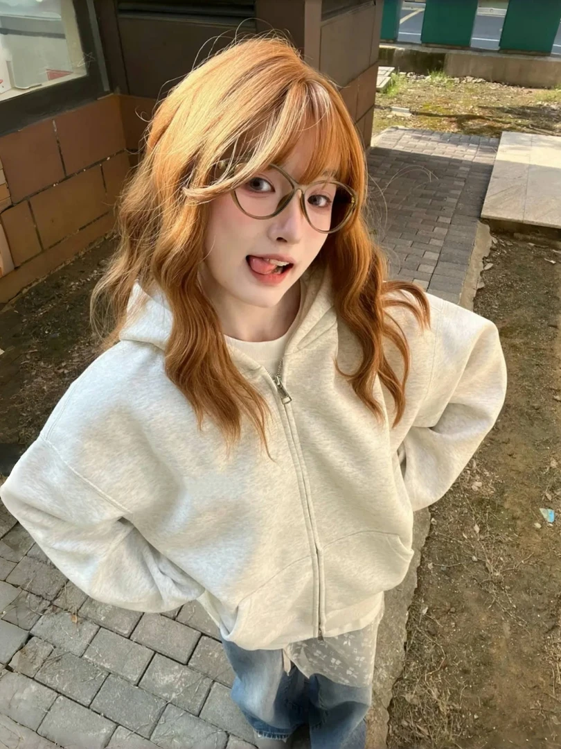 爆款外套女秋冬连帽卫衣2025新款拉链开衫宽松长袖慵懒风休闲上衣