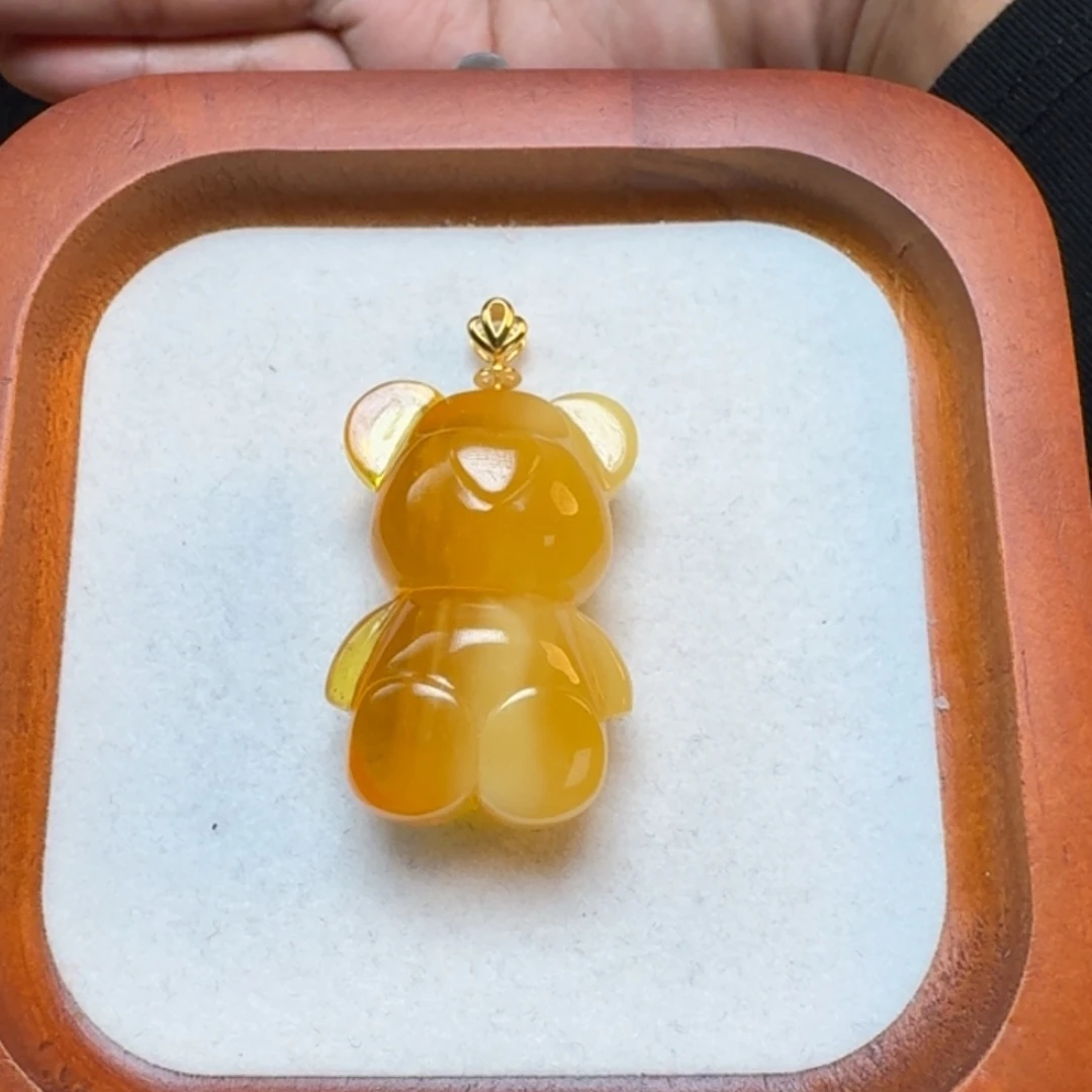 琥珀裸石18K金镶嵌琥珀