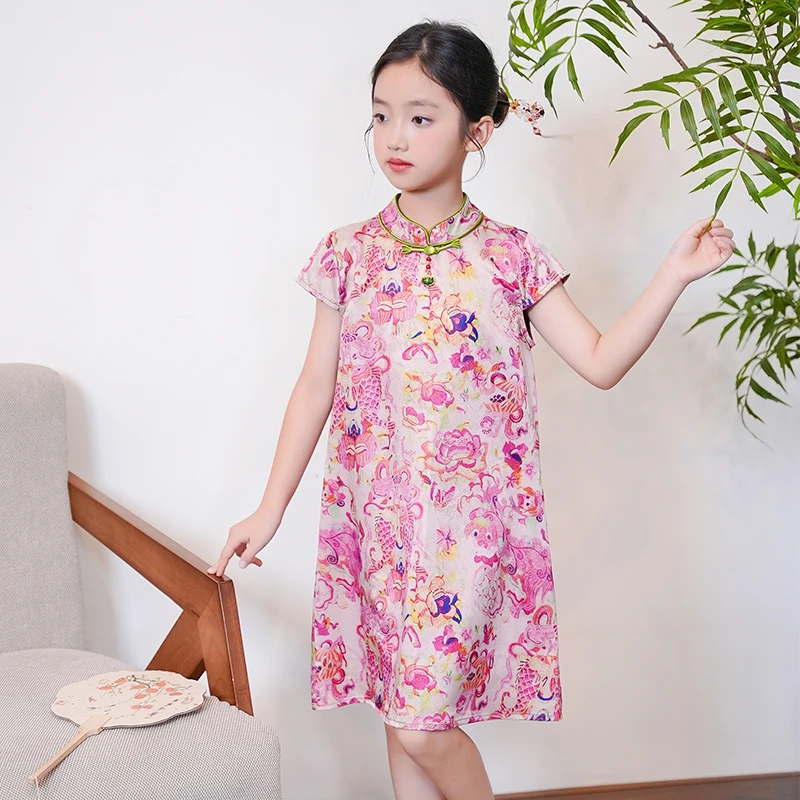 80634旗袍裙女童汉服连衣裙夏季2025新款儿童改良裙子民国风唐装
