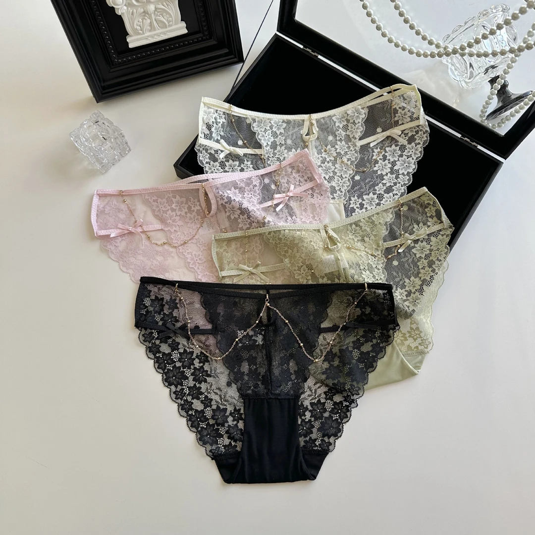 【蕾丝提花镂空内裤】性感网纱纯欲透气舒适女士三角裤-2440