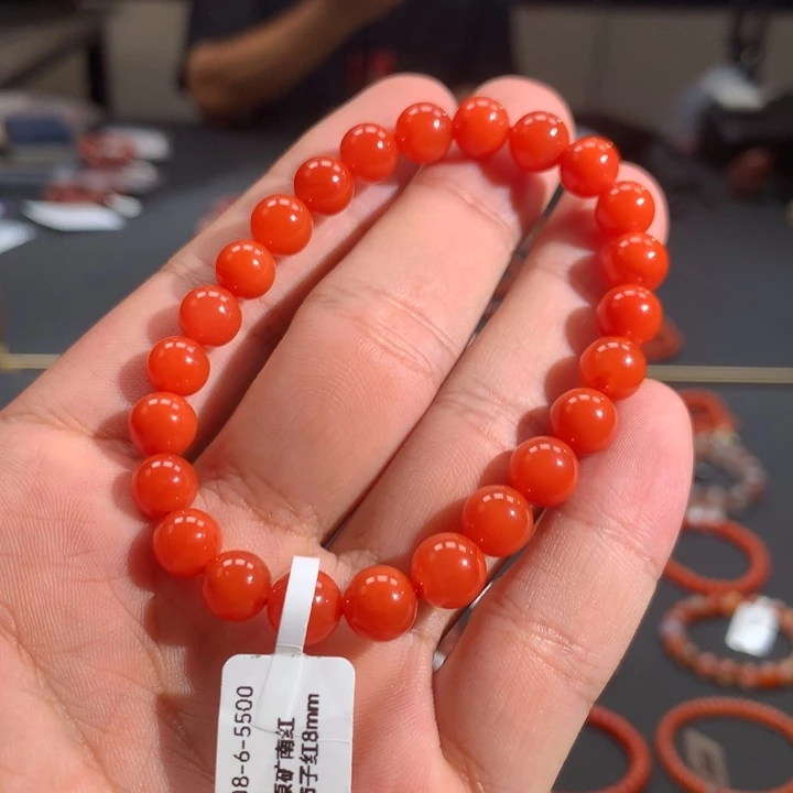 南红玛瑙未镶嵌单圈8mm➕冷水河柿子红