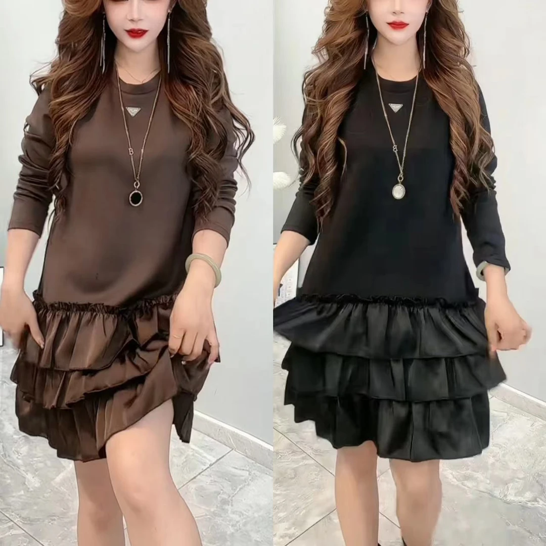 圆领甜美风连衣裙韩版显瘦