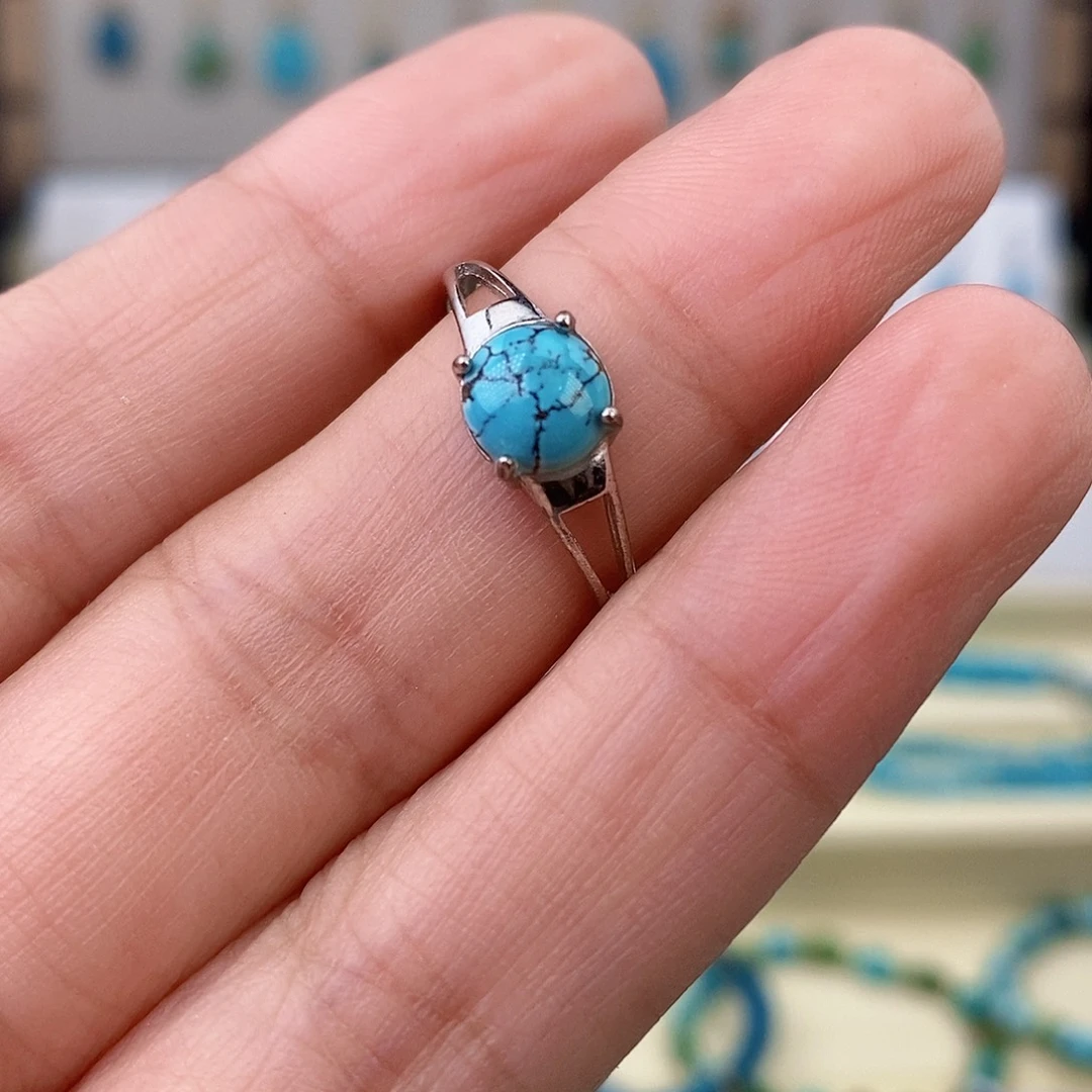 绿松石银S925镶嵌戒指