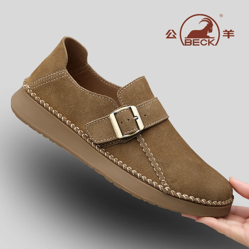 一脚蹬手工休闲皮鞋休闲鞋透气皮鞋韩版皮鞋休闲公羊
