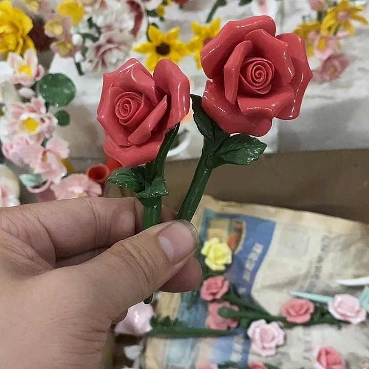瓷片纯手工陶瓷花摆件瑕