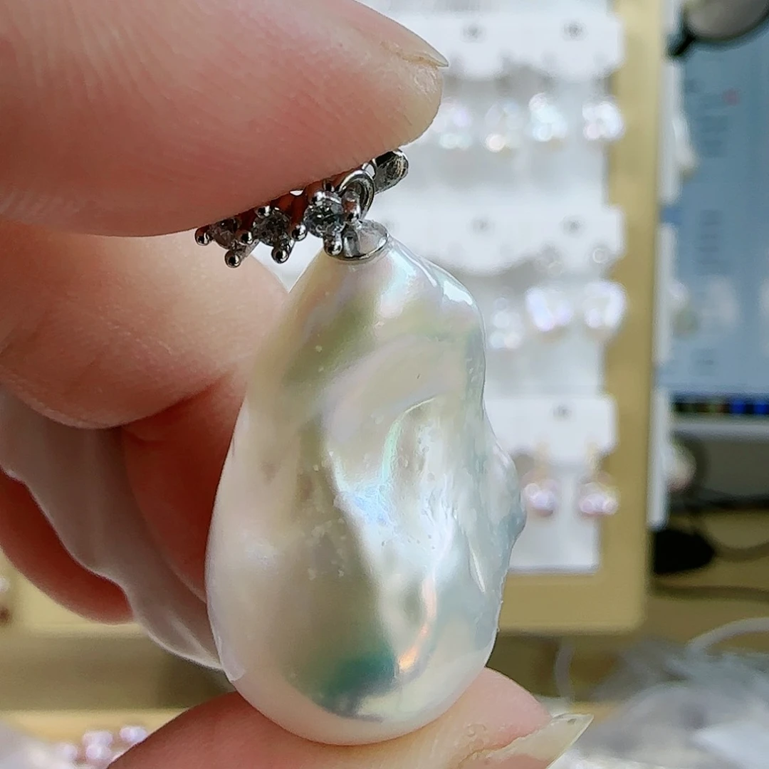 淡水珍珠吊坠（特价有瑕）银S925镶嵌