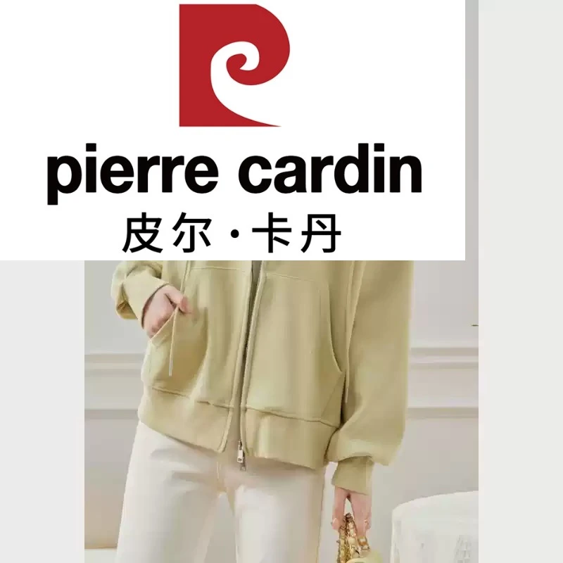 皮尔卡丹2025早春新款休闲运动风口袋连帽卫衣外套女短款遮肉宽松