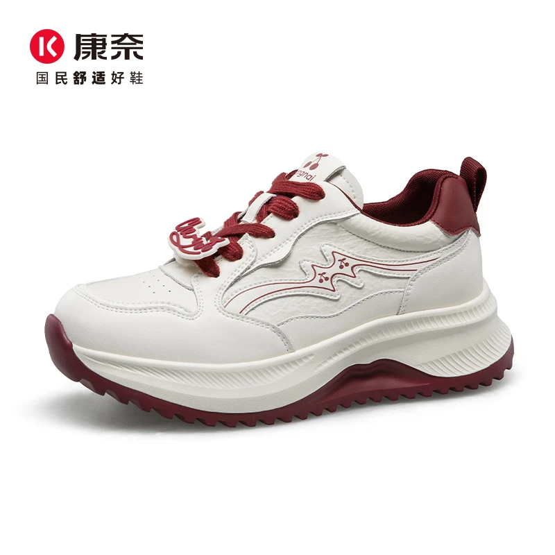 Kangnai/康奈56129专柜正品2025秋透气百搭厚底小码运动休闲女鞋