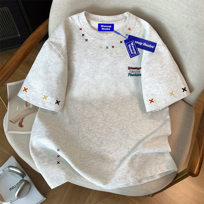 WASSUP HSUBE欧美式原创趣味字母印花纯棉短袖T恤夏季男百搭上衣