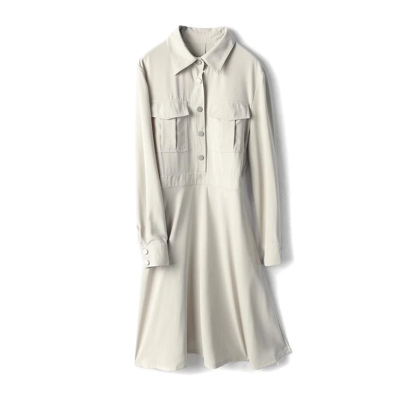10205【斯系列】中长款衬衫长袖连衣裙822308022