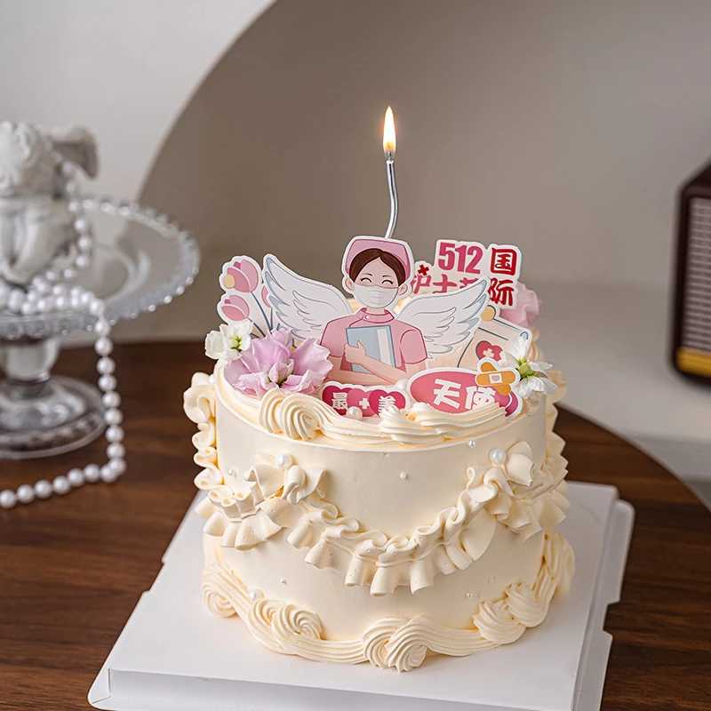512国际护士节蛋糕装饰白衣天使插牌2025护士节快乐甜品烘焙插件