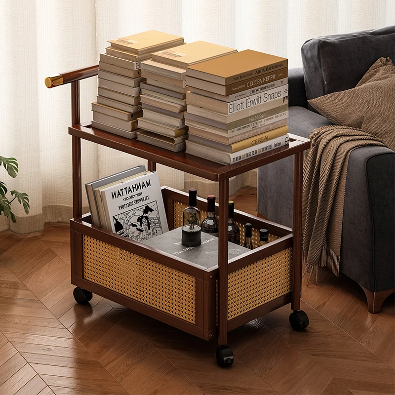 可移动边几茶几客厅家用茶几侧边柜卧室床头置物架简易中古小推车