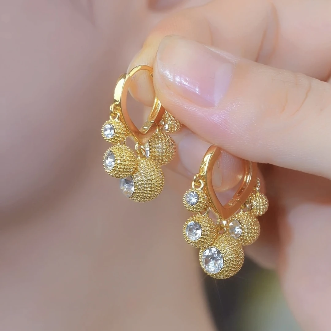 铜合金合成锆石耳饰 【流年忘返】气质百搭款榴莲耳扣耳环