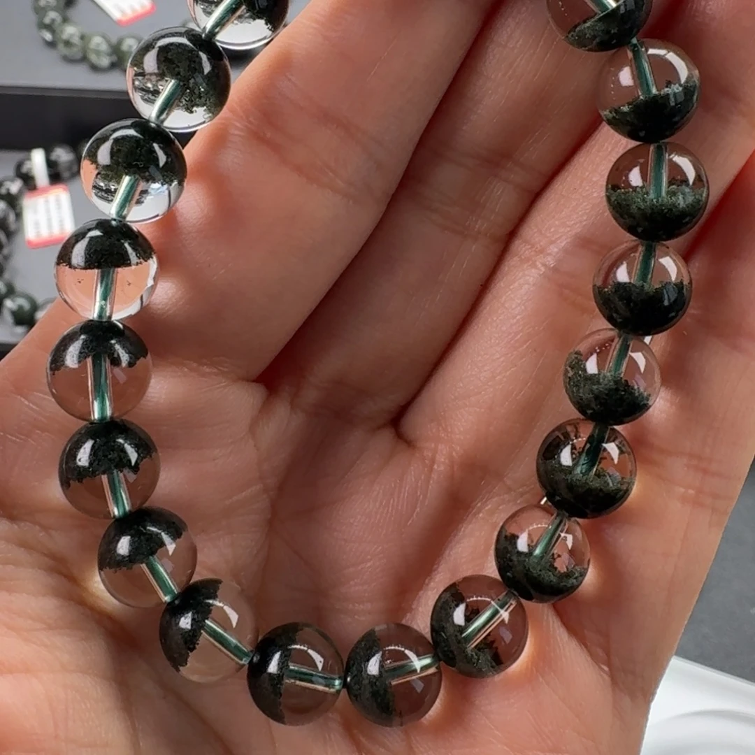 未镶嵌水晶手链天然绿幽灵聚宝盆毕业级