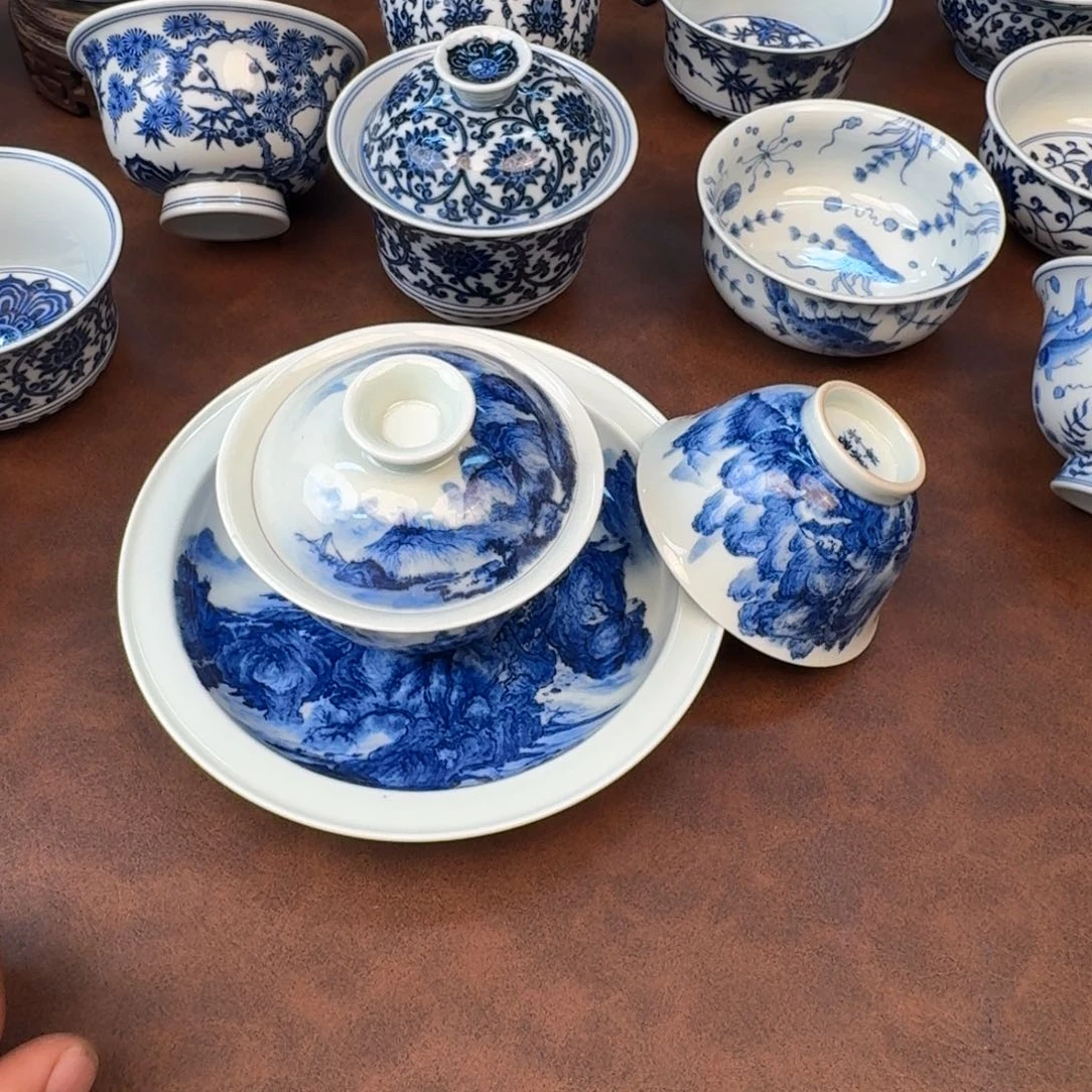 摆件陶山水三件套套组