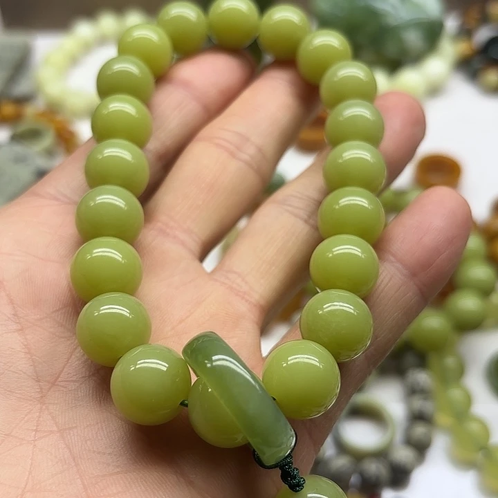 岫玉未镶嵌岫玉手持27粒黄流苏池***渊