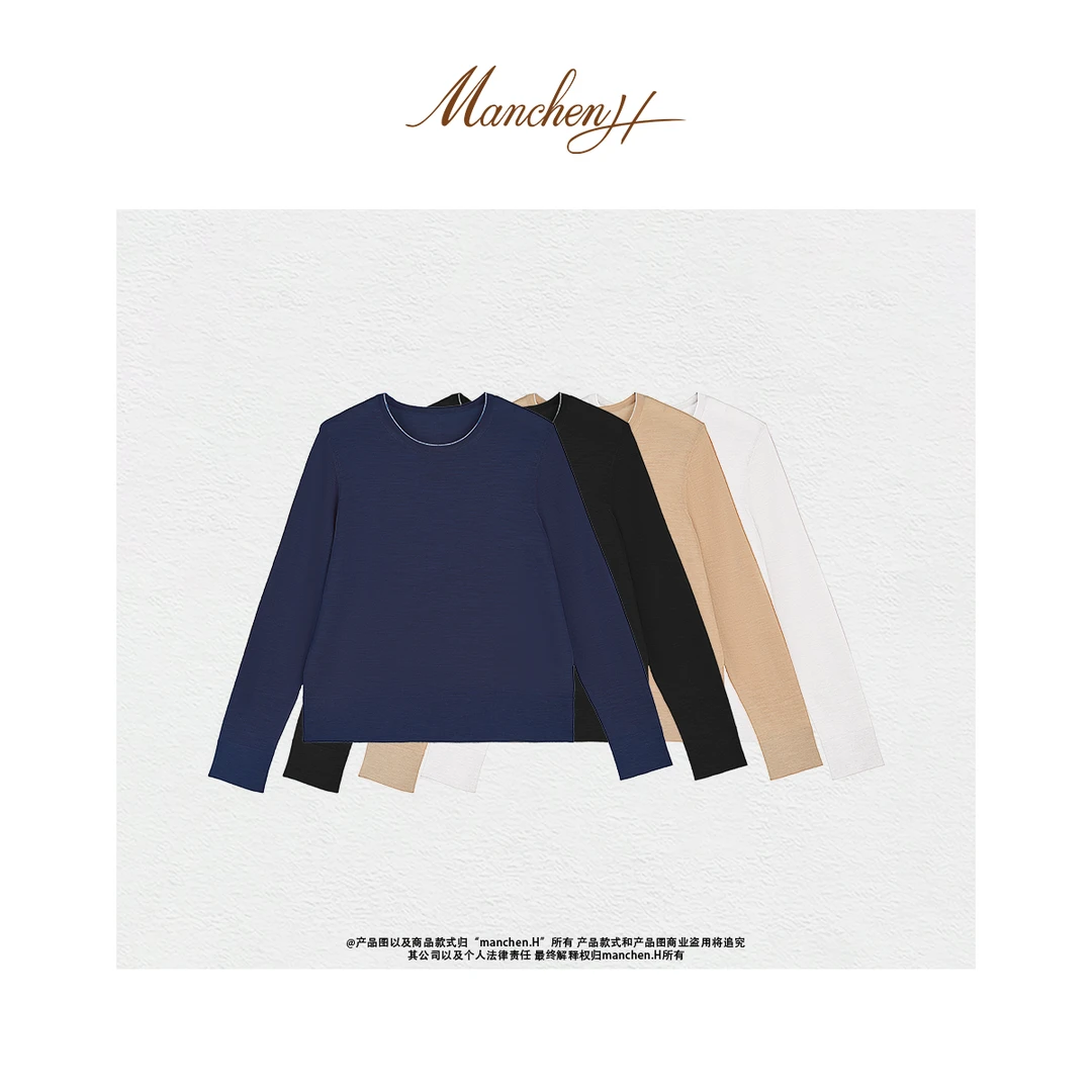 曼辰manchenh"肌肤之吻"意大利进口Baruffa纱线120s针织上衣