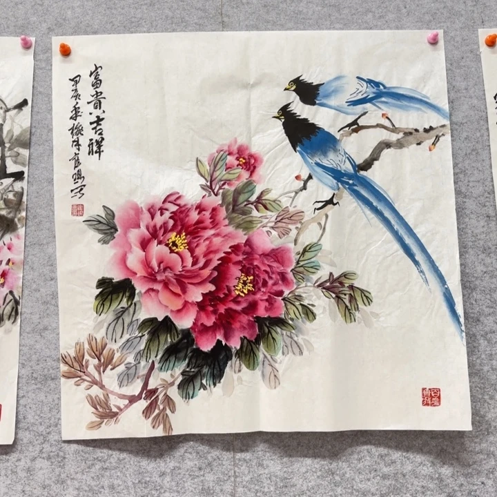 国画花鸟等图案组成图案