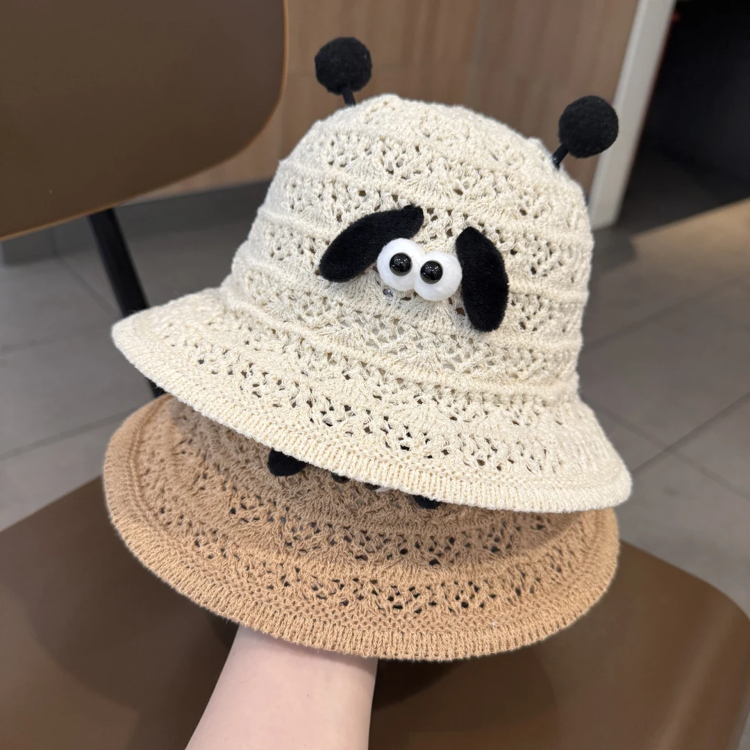 婴儿帽子夏季小童卡通镂空遮阳帽凉帽男女宝宝透气防晒草帽太阳帽