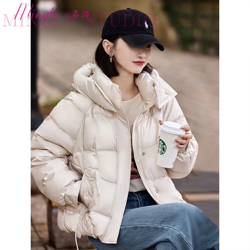 名缕轻奢品牌时尚连帽高品质短款羽绒服2025年冬季新款女装羽绒服