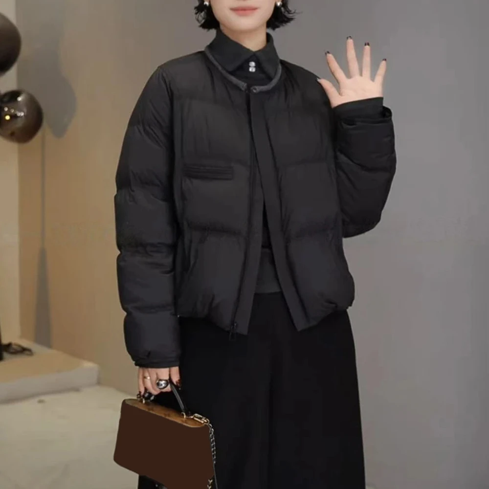 气质百搭纯色设计感潮流上衣2025新款复古时尚高级感棉服女