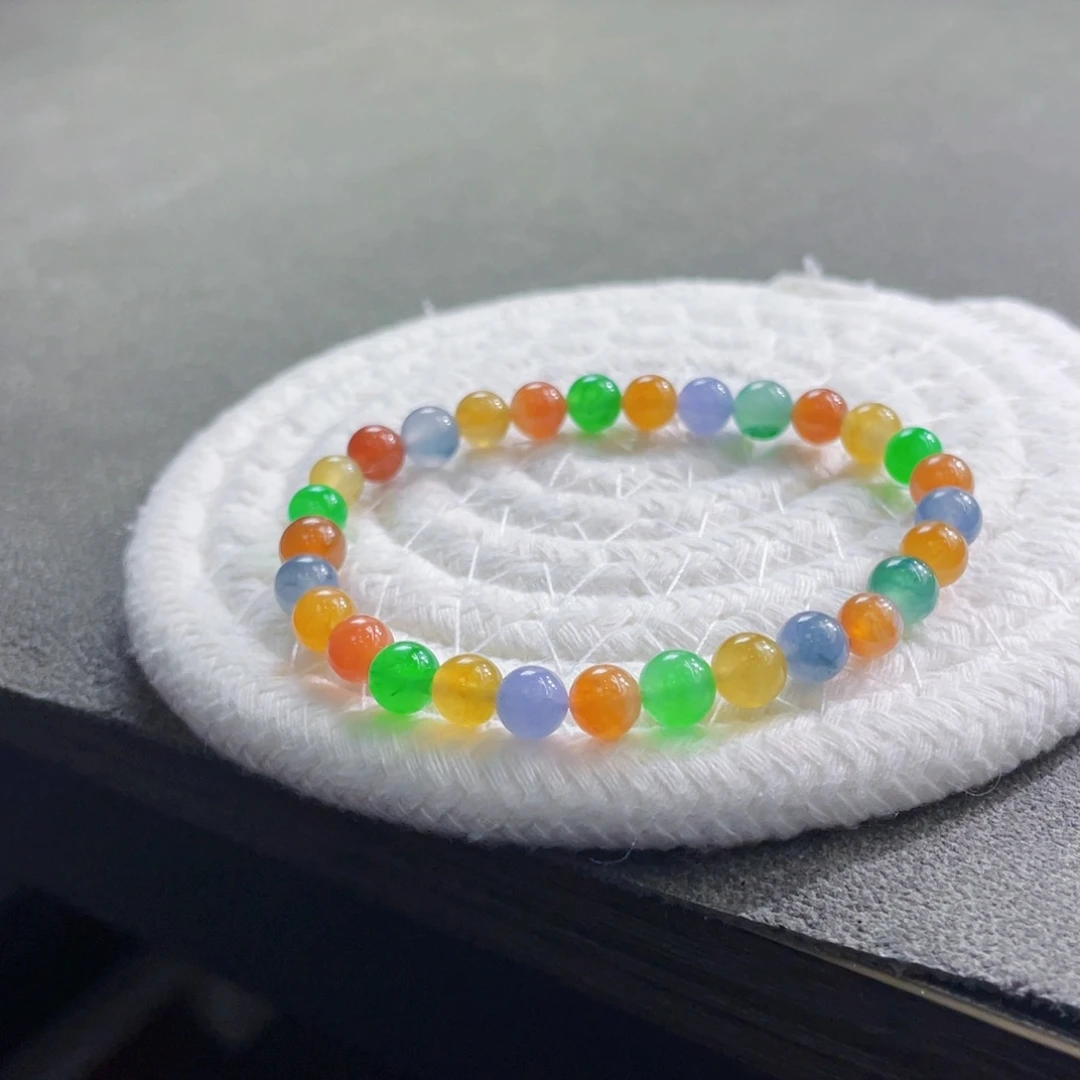 未镶嵌手链翡翠精品天然冰浓彩虹糖卡6+