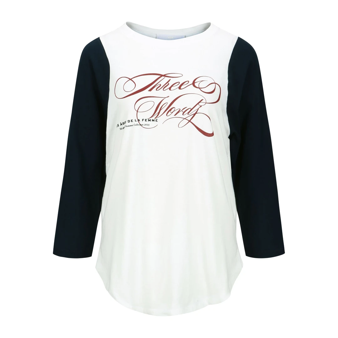 YCH · 设计师品牌拼接双色长袖T恤衫 S71Z009