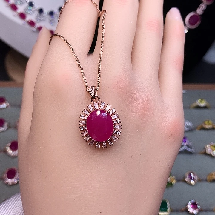 颈饰银S925镶嵌红宝石