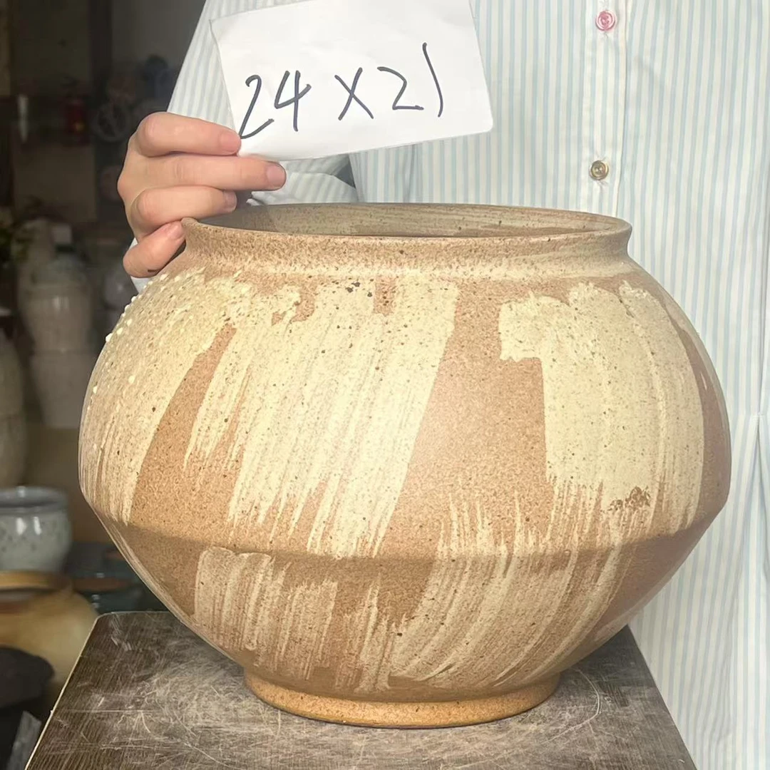 204高端宜兴紫砂花盆黄色磨砂款高24口21