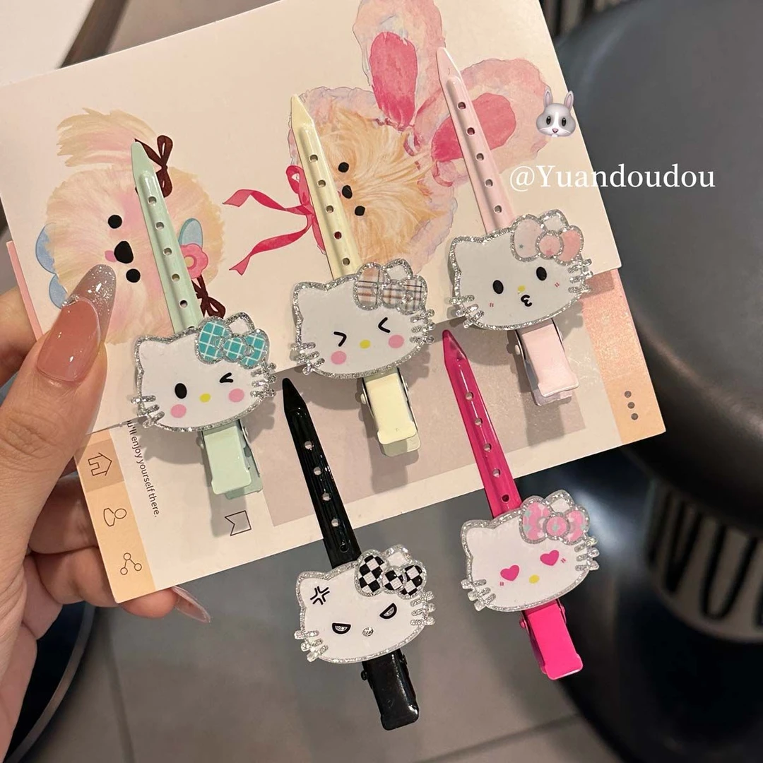 可爱表情kt猫系发夹女无痕一字趣味甜美定位海边侧边发卡化妆头饰