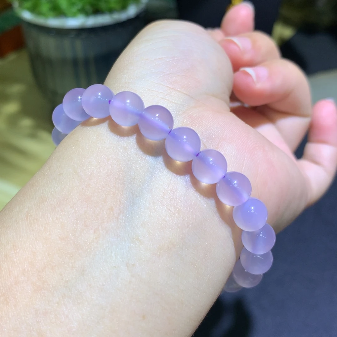 玛瑙/玉髓未镶嵌手镯卡8冰紫手串