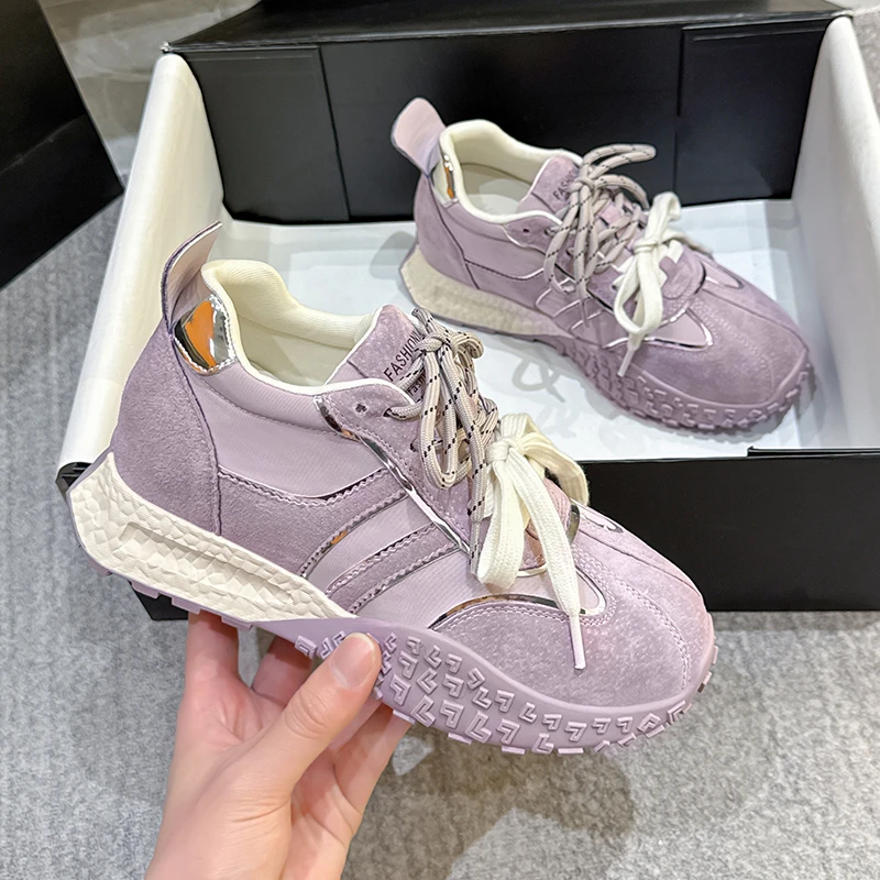 6cm厚底内增高德训鞋女2025爆款时尚休闲老爹鞋运动登山旅游鞋子