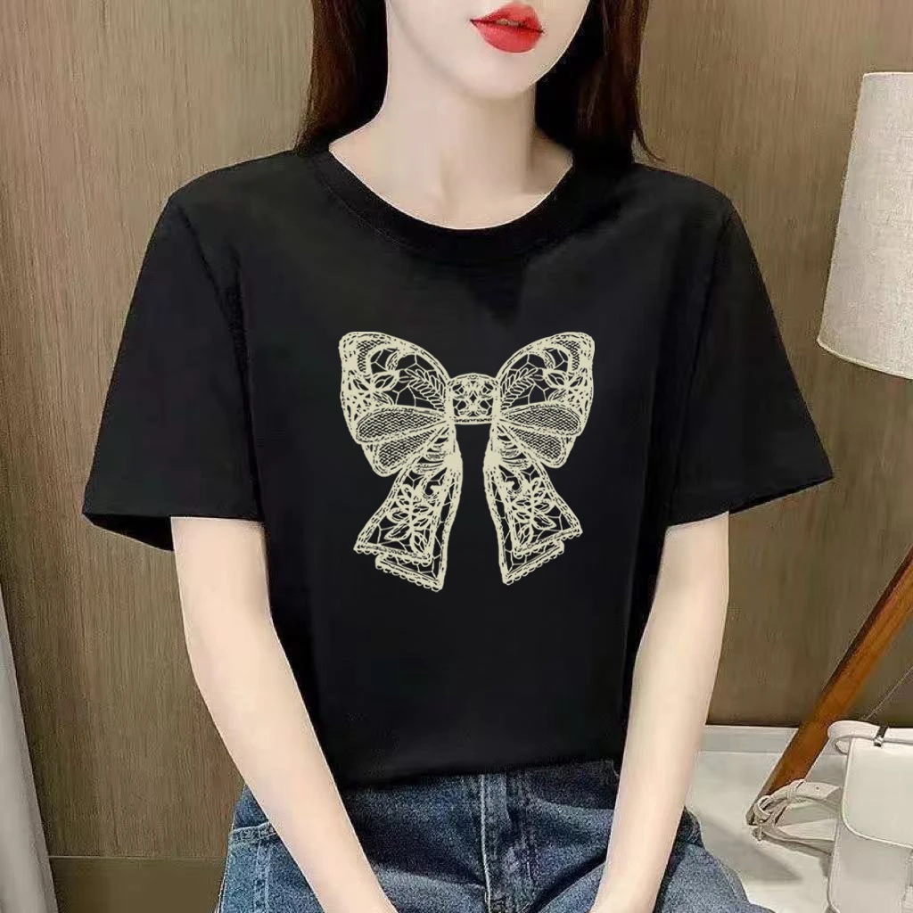 纯棉夏季短袖t恤女新款大码宽松显瘦休闲百搭款圆领印花ins上衣女