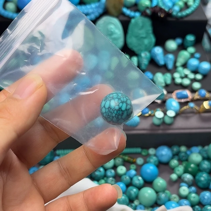真***恒绿色网花圆珠卡19.6尺寸单颗