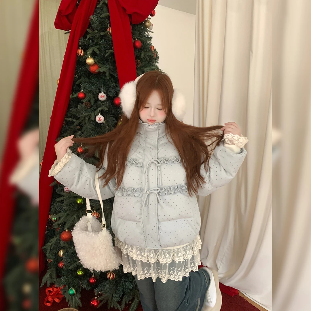 徐达布【系语暖冬】大码棉服女蓝色外套冬季微胖棉衣Y39798C54