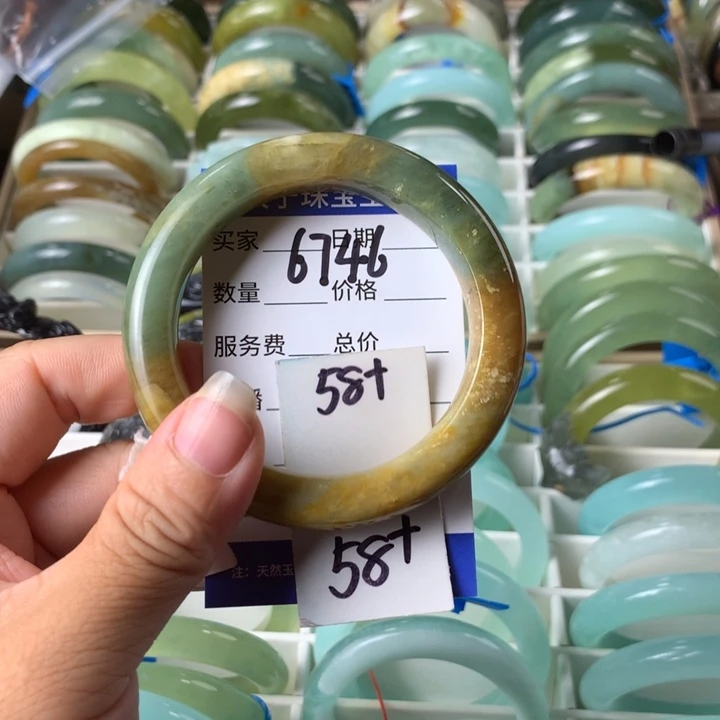 未镶嵌蛇纹石玉手镯6746